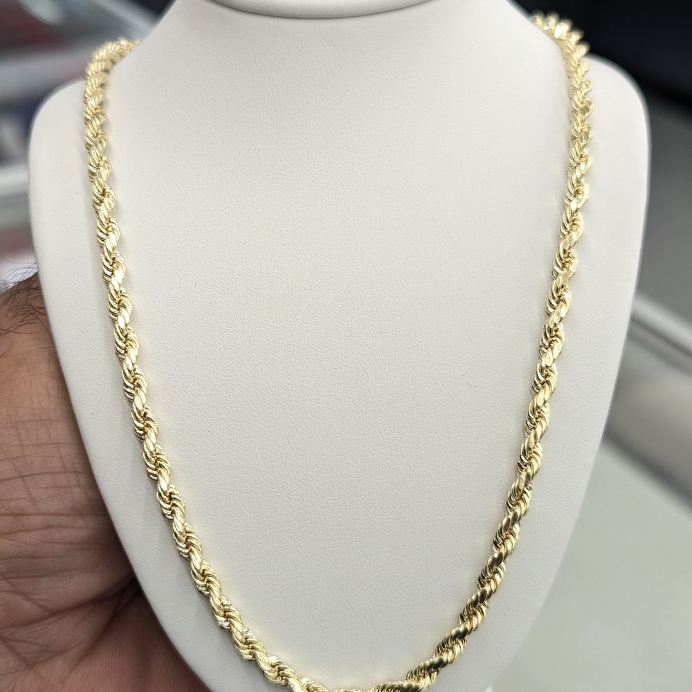 14kt Real Gold Rope Chain 4mm 18 Inches - Picture 3 of 8